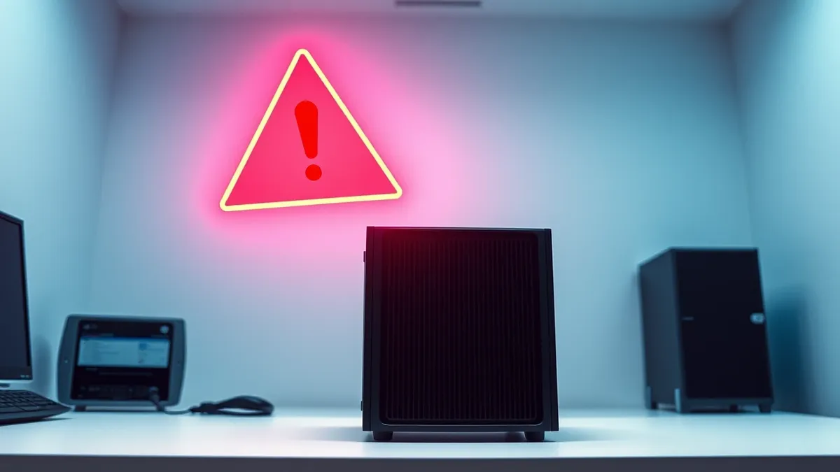 Illustration: A sleek, standalone server appliance sits on a clean white desk.
