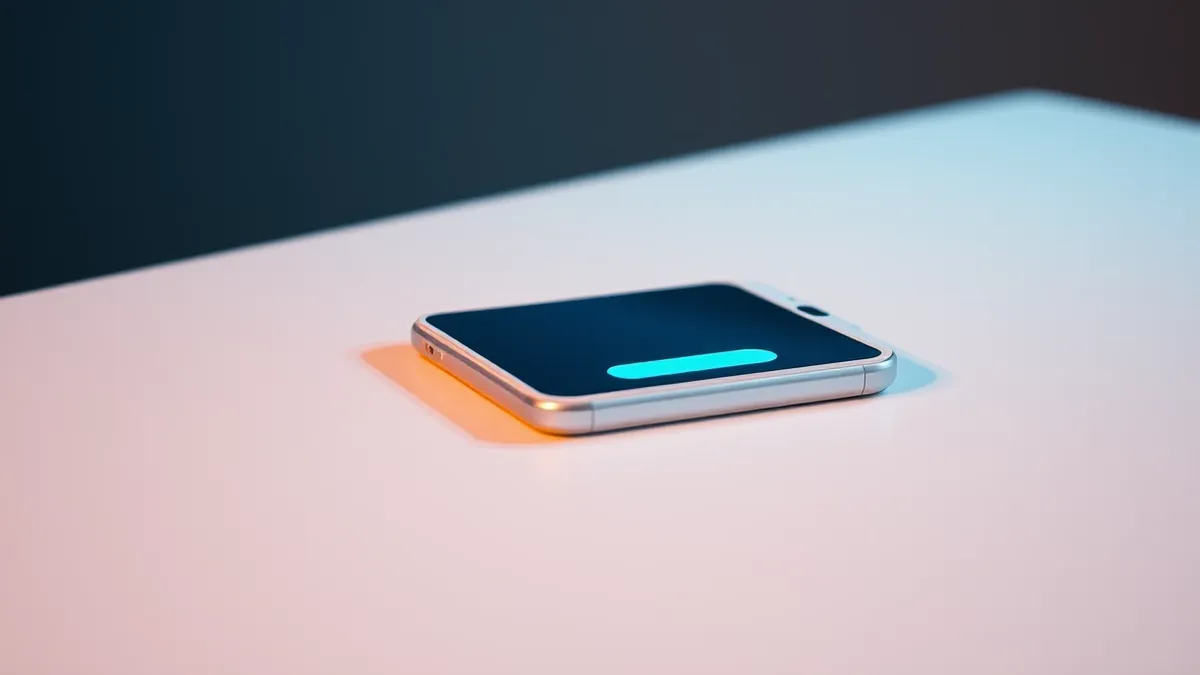 Illustration: A white smartphone rests on a clean white surface.